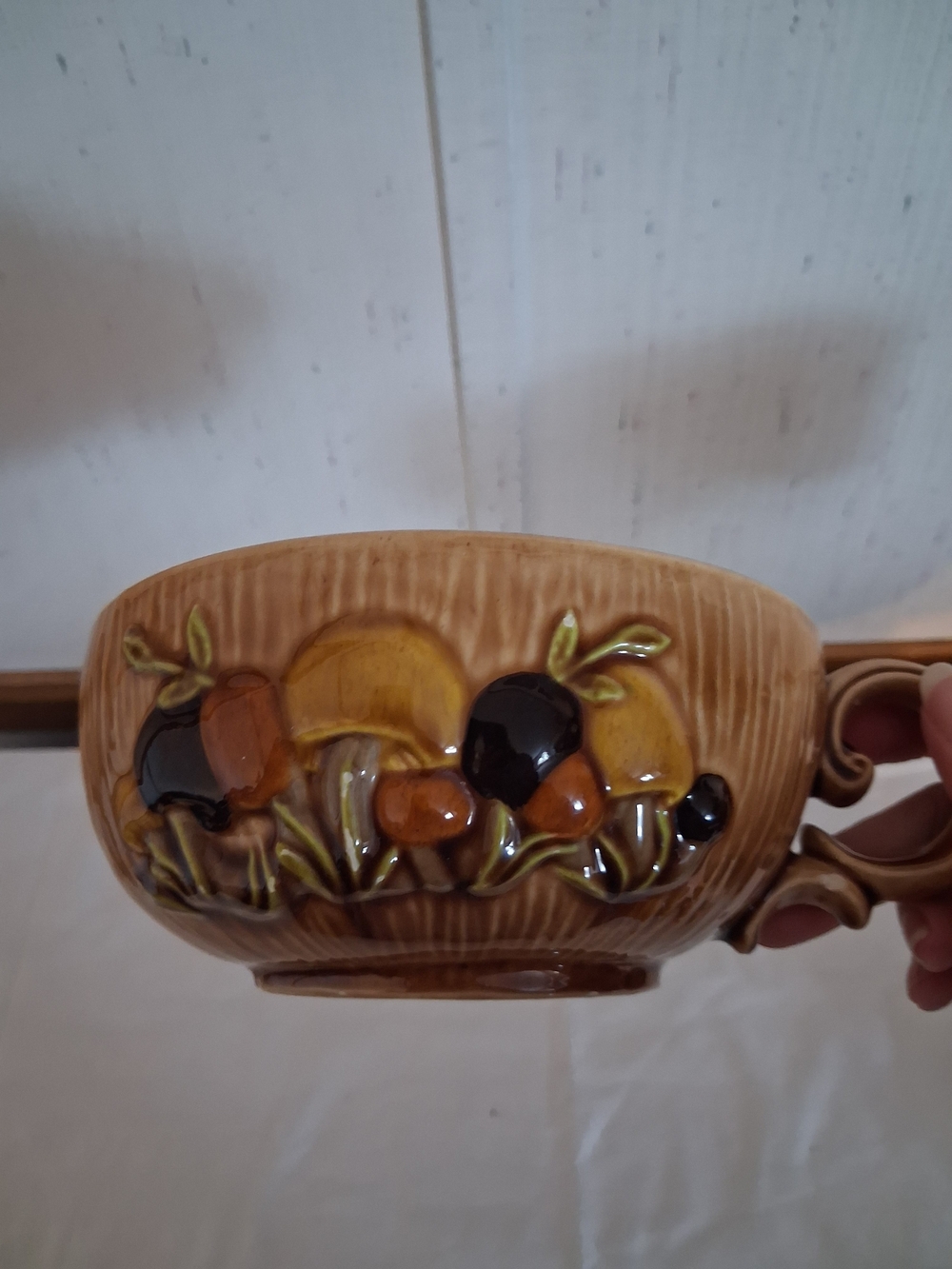 Vintage Ayners Pottery Merry Mushroom Coffee Soup Mug Bowl Retro